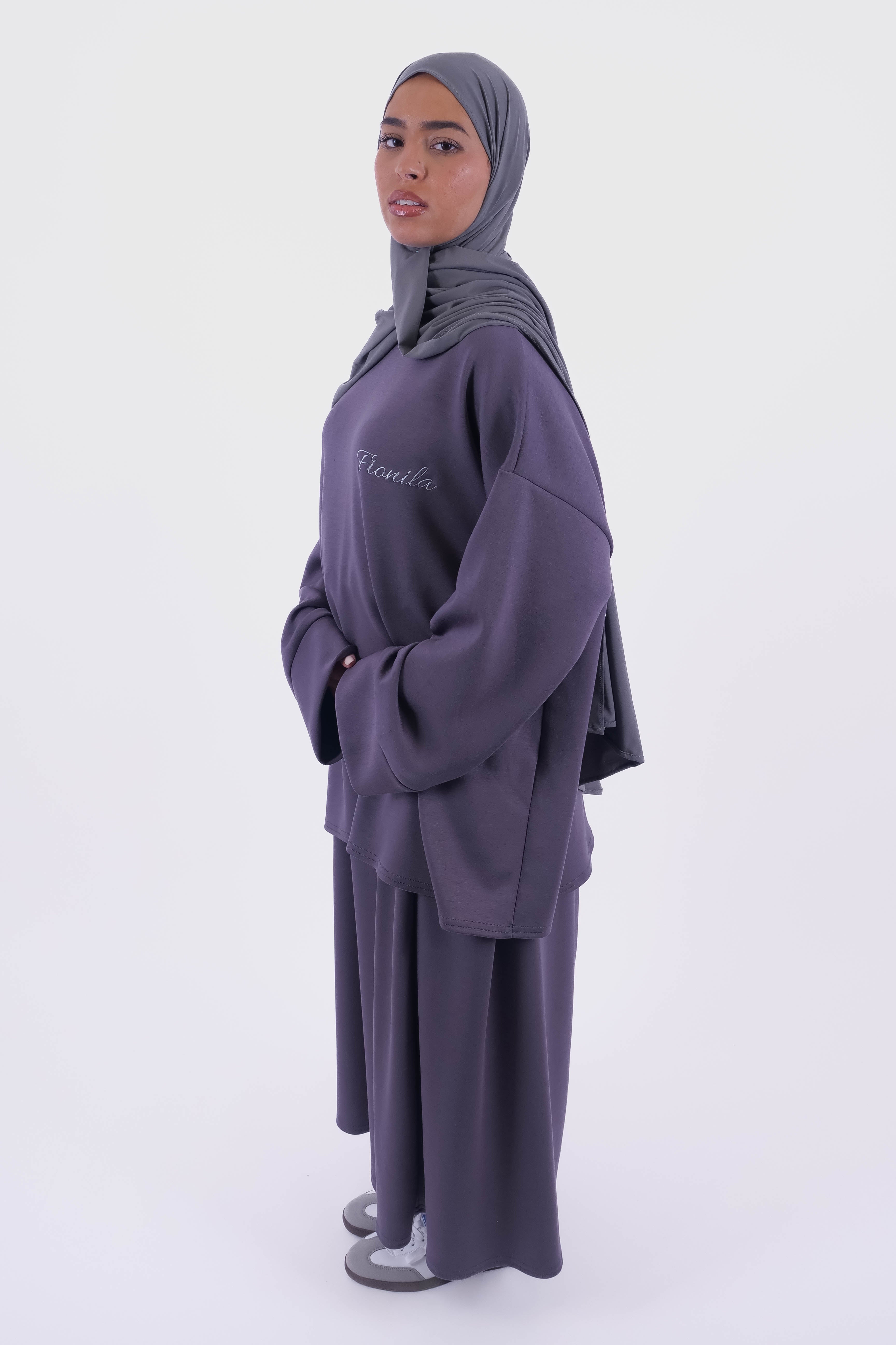 ENSEMBLE JUPE OVERSIZE GRIS SOURIS