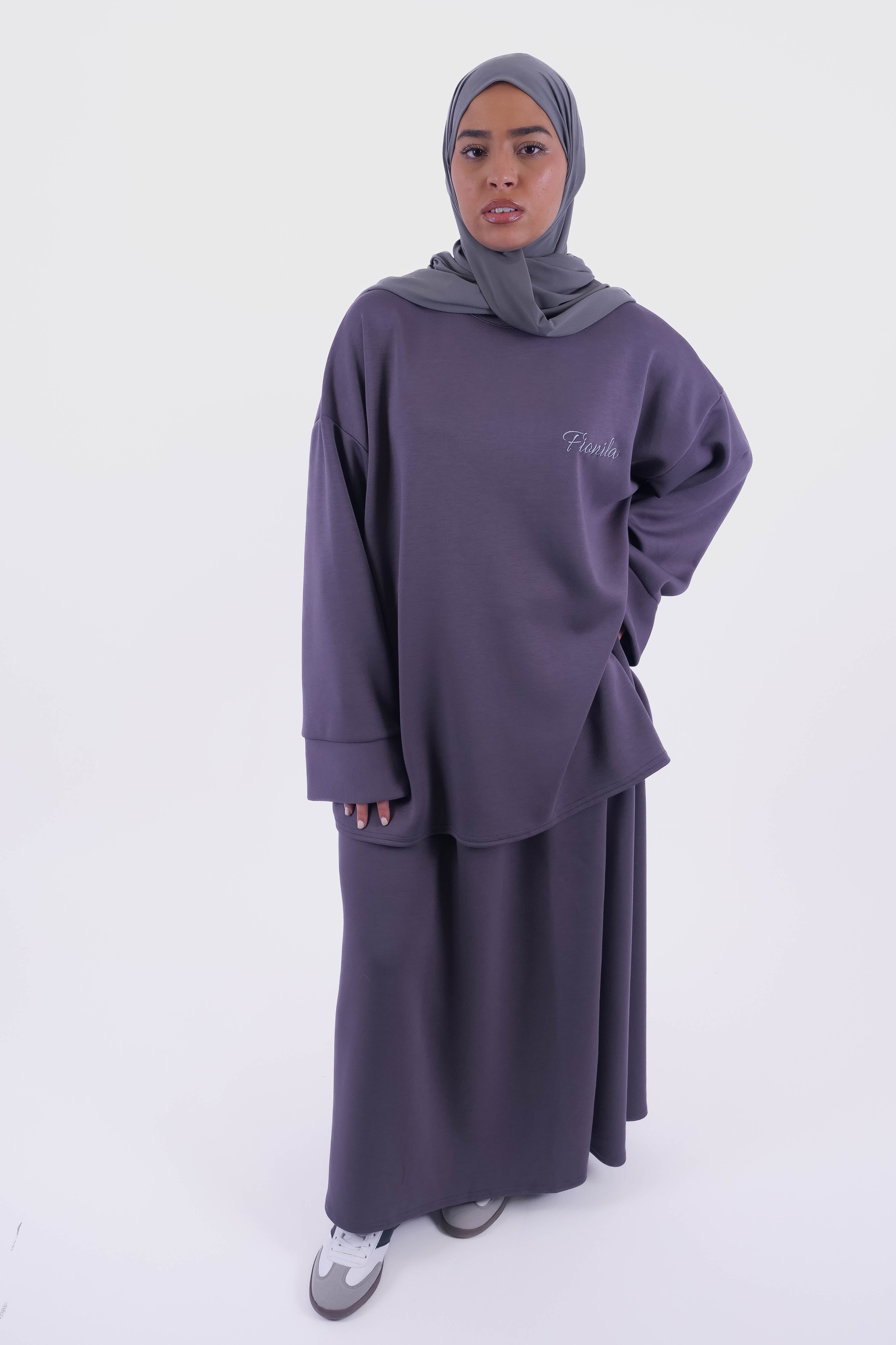 ENSEMBLE JUPE OVERSIZE GRIS SOURIS