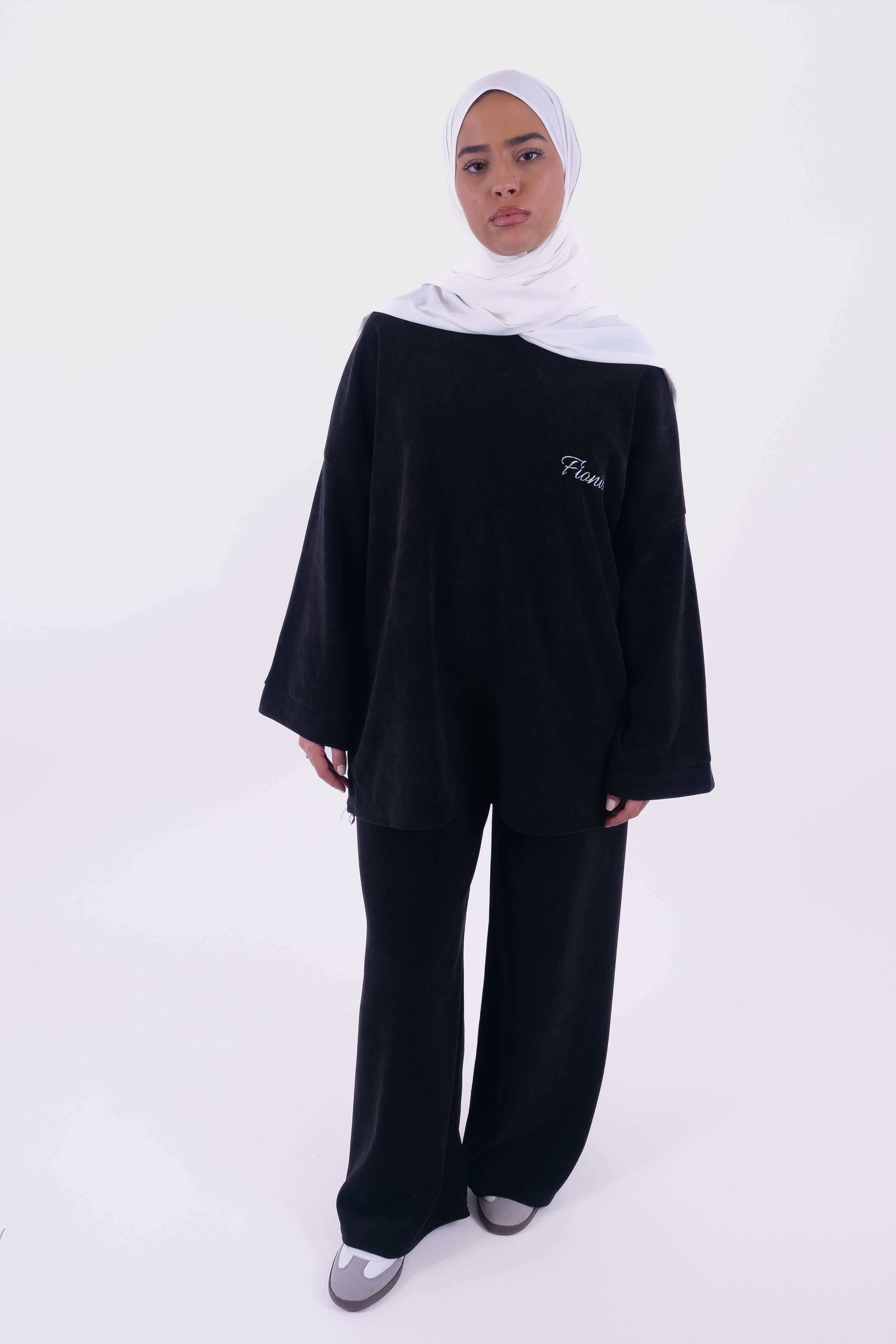 ENSEMBLE PANTALON CÔTELÉ NOIR