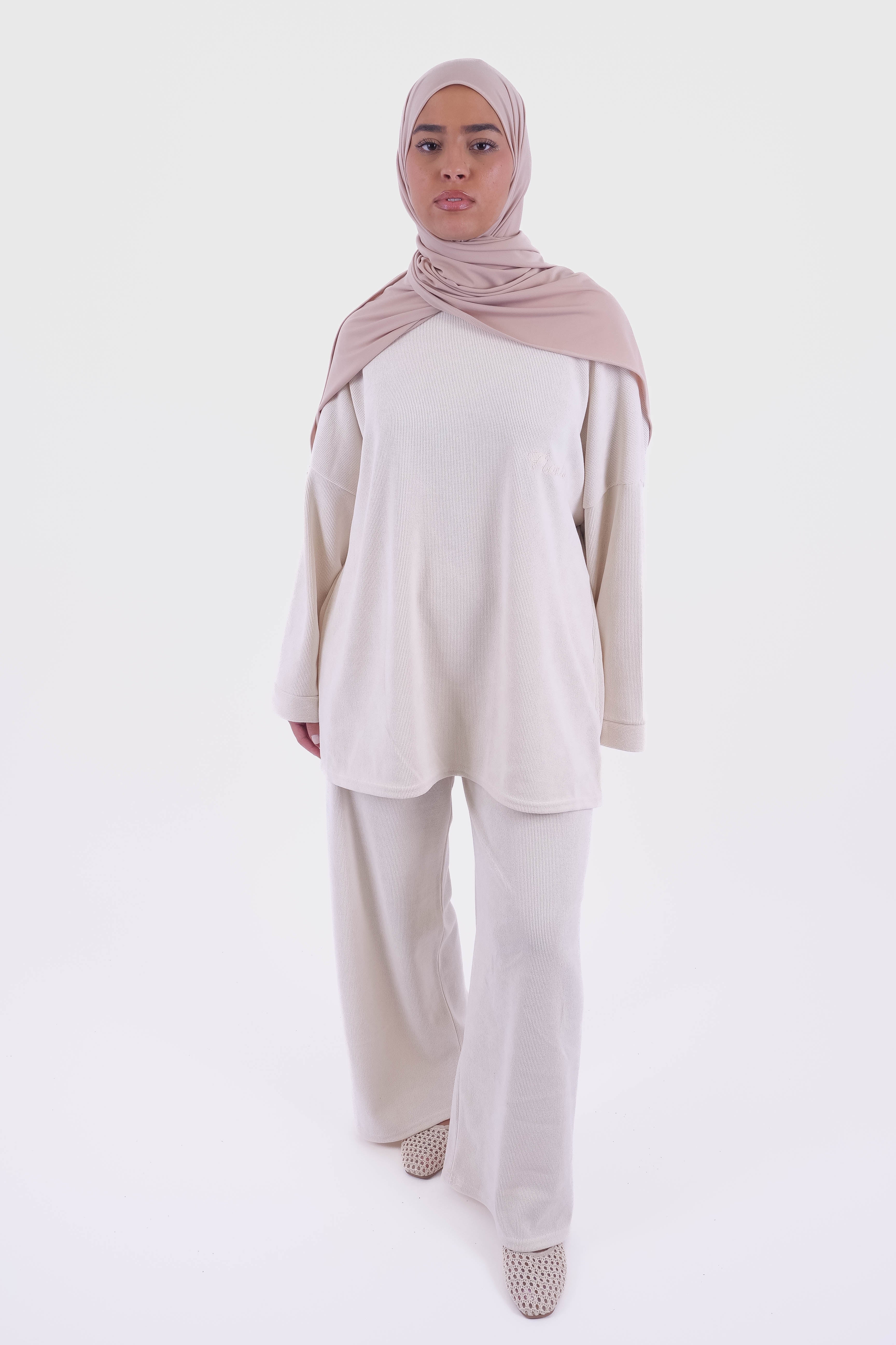 ENSEMBLE PANTALON CÔTELÉ MILK