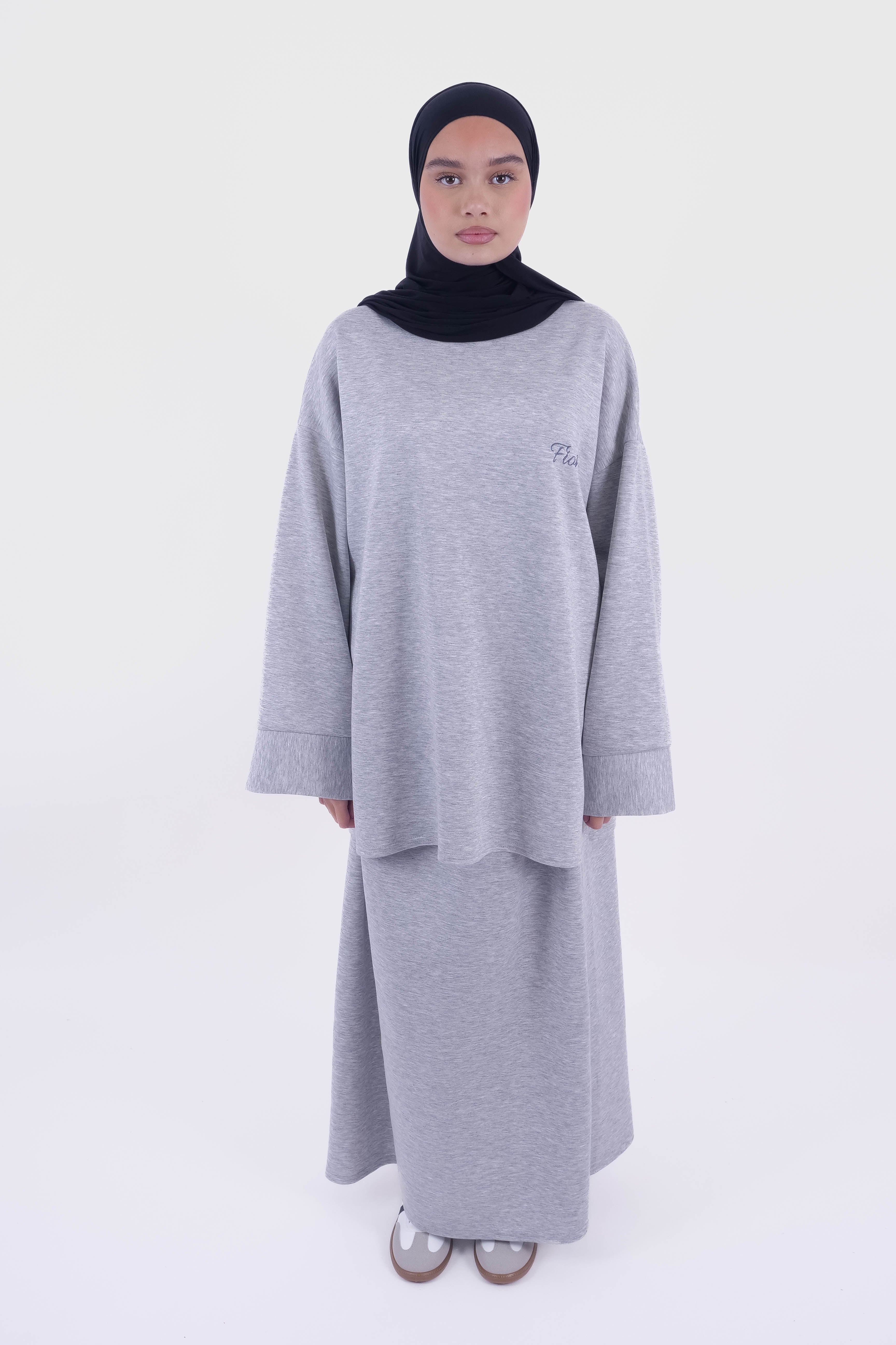 ENSEMBLE JUPE OVERSIZE GRIS CLAIRE