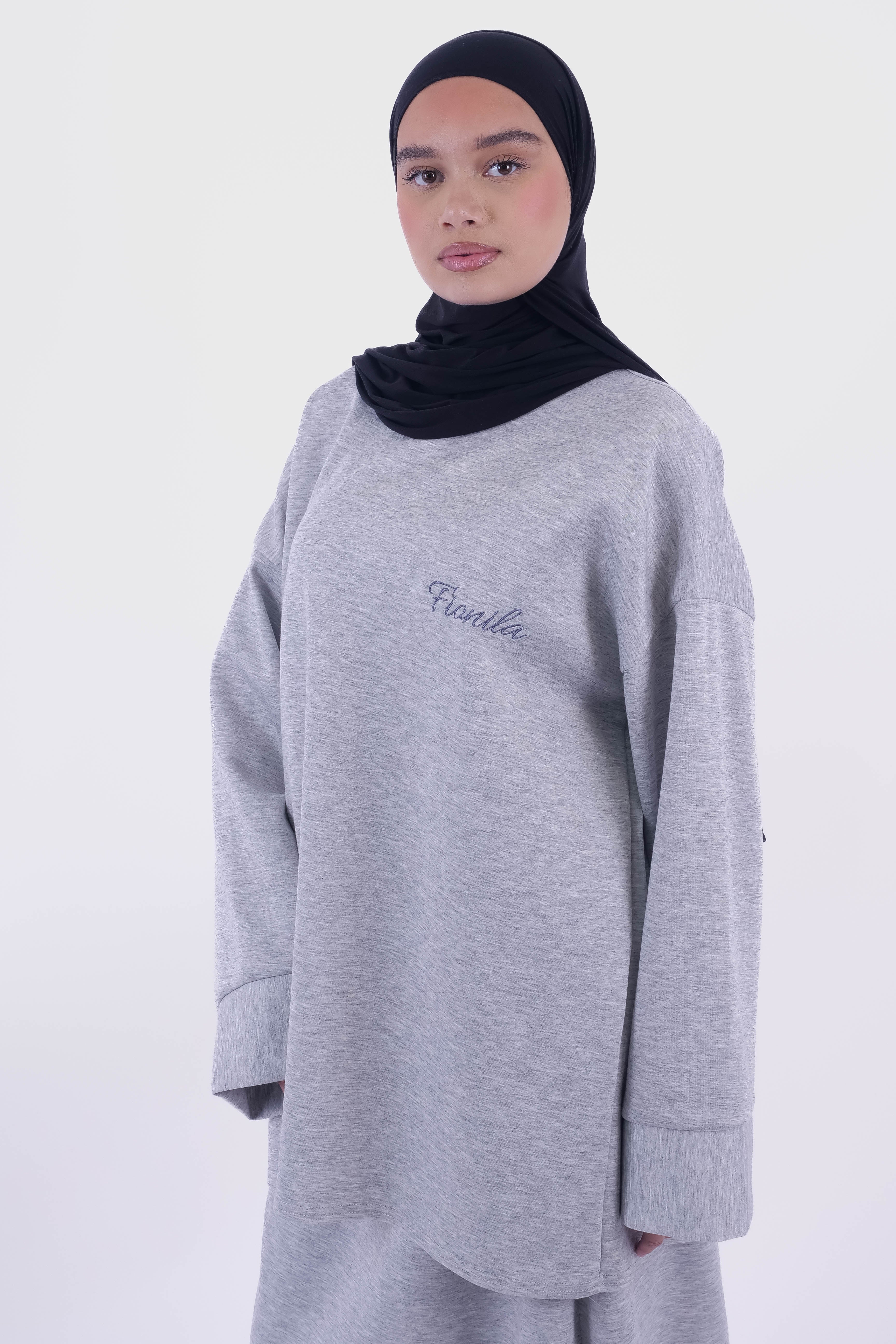 ENSEMBLE JUPE OVERSIZE GRIS CLAIRE
